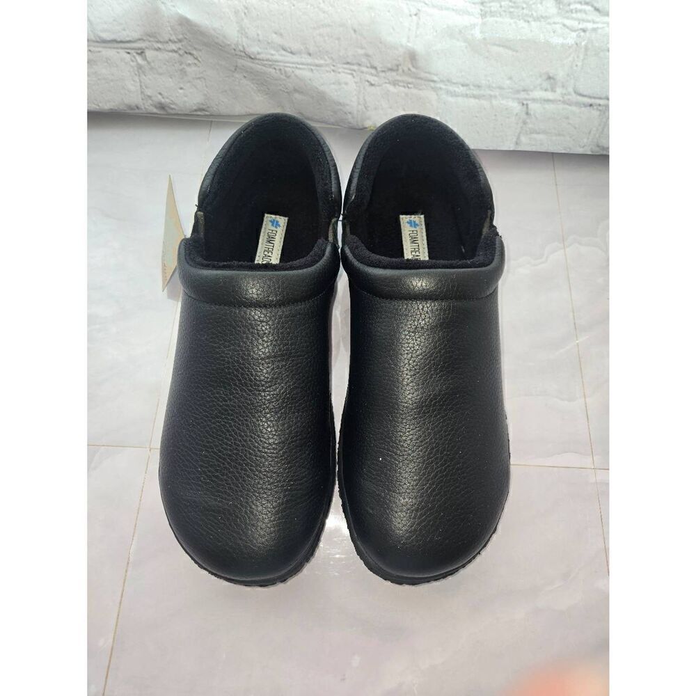 Foamtreads Trail Mens Size 10 Black Slip On Memory Foam Leather Loafer Slipper
